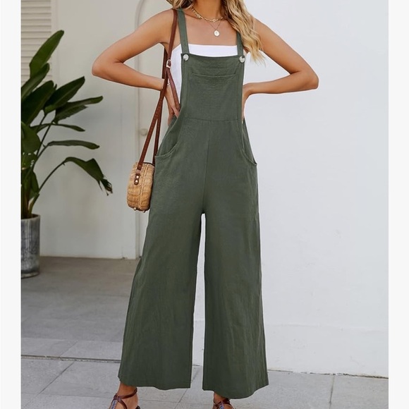 NWT Flygo 100% Cotton Bib Overalls Loose Fit Wide Leg Jumpsuits Romper XXL - Picture 1 of 9